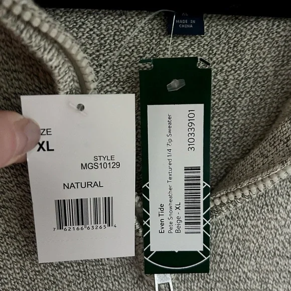 NWT EVEN TIDE Pete Snowheather Textured Quarter Zip Long Sleeve Sweater Mens XL - Picture 3 of 12